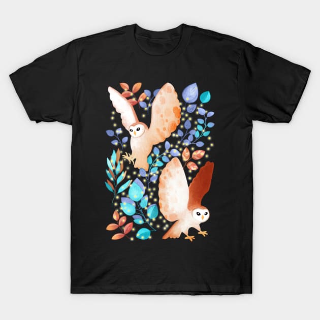 Brilliant Barn Owls T-Shirt by PerrinLeFeuvre